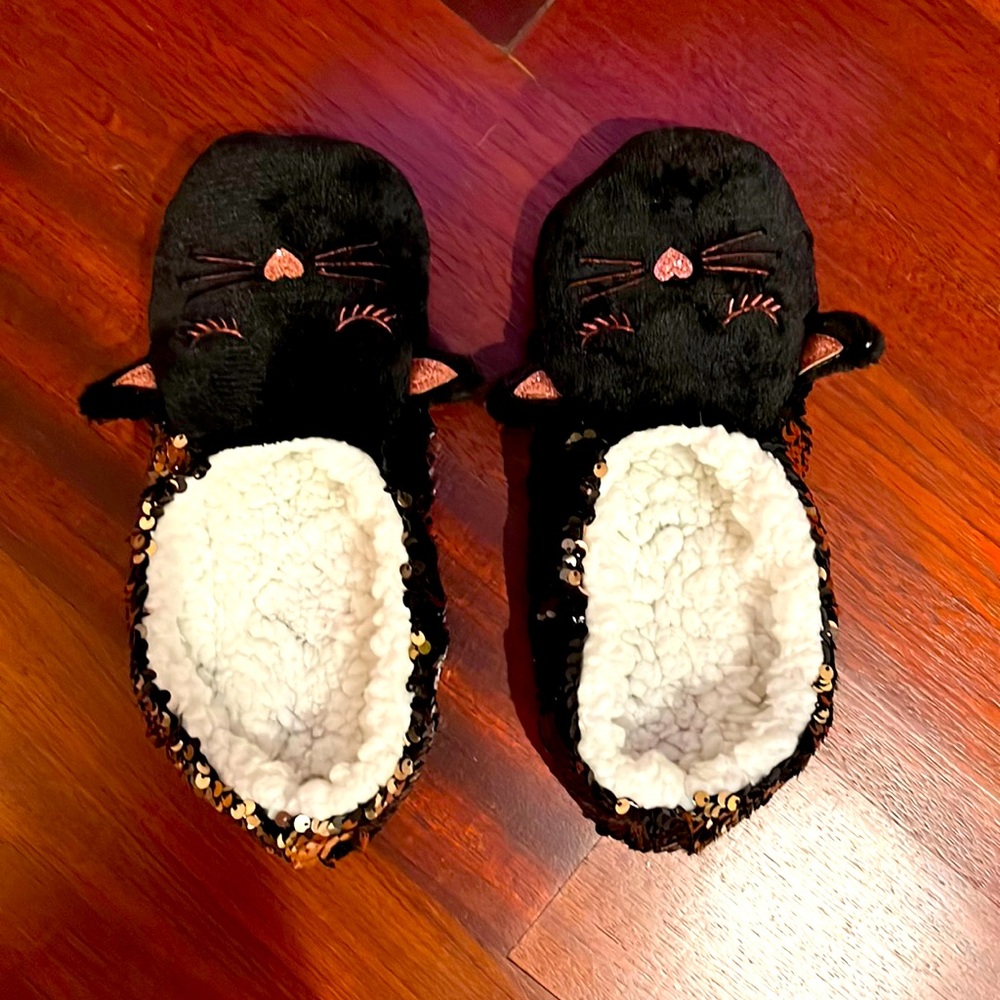Justice girls cozy kitty slippers
